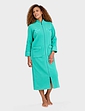 Knitted Zip Embroidered Dressing Gown - Green