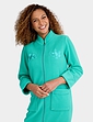 Knitted Zip Embroidered Dressing Gown - Green