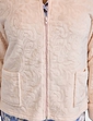 Luxury Faux Fur Trim Embossed Zip Jacket - Almond