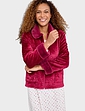 Luxury Faux Fur Trim Embossed Zip Jacket - Plum