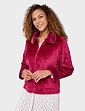 Luxury Faux Fur Trim Embossed Zip Jacket - Plum