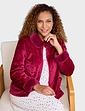 Luxury Faux Fur Trim Embossed Zip Jacket - Plum