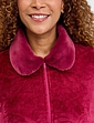 Luxury Faux Fur Trim Embossed Zip Jacket - Plum