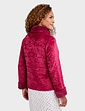 Luxury Faux Fur Trim Embossed Zip Jacket - Plum