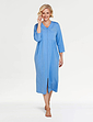 Embroidered Zip Through Jersey Dressing Gown - Blue