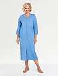 Embroidered Zip Through Jersey Dressing Gown - Blue