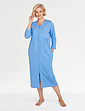 Embroidered Zip Through Jersey Dressing Gown - Blue