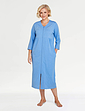 Embroidered Zip Through Jersey Dressing Gown - Blue