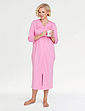 Embroidered Zip Through Jersey Dressing Gown - Pink