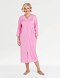 Embroidered Zip Through Jersey Dressing Gown - Pink