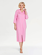 Embroidered Zip Through Jersey Dressing Gown - Pink