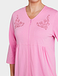 Embroidered Zip Through Jersey Dressing Gown - Pink