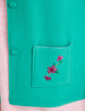 Button Through Embroidered Bed Jacket - Green