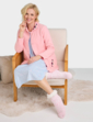Button Through Embroidered Bed Jacket - Pink