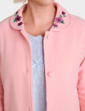Button Through Embroidered Bed Jacket - Pink