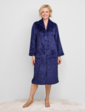 Supersoft Embossed Zip Dressing Gown - Navy