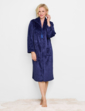 Supersoft Embossed Zip Dressing Gown - Navy