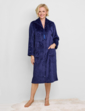 Supersoft Embossed Zip Dressing Gown - Navy