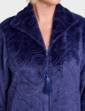 Supersoft Embossed Zip Dressing Gown - Navy