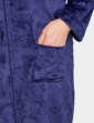 Supersoft Embossed Zip Dressing Gown - Navy