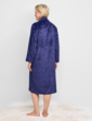 Supersoft Embossed Zip Dressing Gown - Navy
