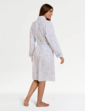 Slub Cotton Woven Print Wrap Robe - Blue
