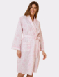 Slub Cotton Woven Print Wrap Robe - Pink