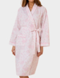 Slub Cotton Woven Print Wrap Robe - Pink
