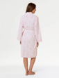 Slub Cotton Woven Print Wrap Robe - Pink