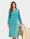 Embroidered Zip Velour Dressing Gown - Teal
