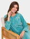 Embroidered Zip Velour Dressing Gown - Teal