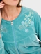 Embroidered Zip Velour Dressing Gown - Teal