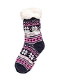 Fairisle Inspired Lounge Socks With Sherpa Lining and Grippers Navy