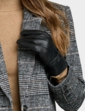 Leather Bow Trim Gloves - Black