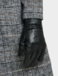 Leather Bow Trim Gloves - Black