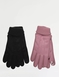 Faux Suede Gloves with Sherpa Lining and Touch Screen Fingertips - Black