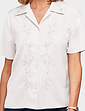 Short Sleeve Embroidered Blouse - Cream