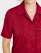 Short Sleeve Embroidered Blouse - Wine
