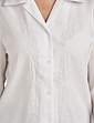 Long Sleeve Embroidered Blouse - Cream