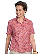 Short Sleeved Cotton Print Blouse - Coral