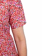 Short Sleeved Cotton Print Blouse - Coral