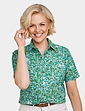 Short Sleeved Cotton Print Blouse - Forest Green