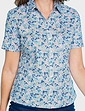 Short Sleeved Cotton Print Blouse - Royal