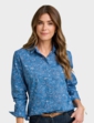 Long Sleeve Cotton Shirt - Blue Print