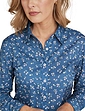 Long Sleeve Cotton Shirt - Navy Floral Print