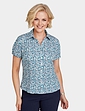 Crinkle Burnout Print Blouse - Turquoise