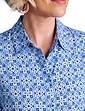 Tie Front Print Viscose Shirt - Blue