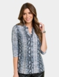 Jersey Pintuck Print Shirt - Grey