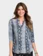 Jersey Pintuck Print Shirt - Grey