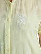 Embroidered Crinkle Woven Short Sleeve Blouse - Lemon